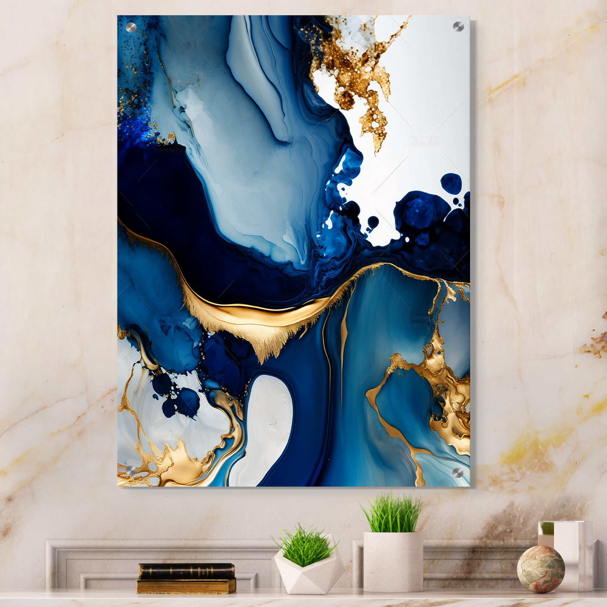 Mercer41 Abstract Marble Geode Blue I - Abstract Marble Acrylic